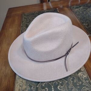 Anthropologie Womens Wool Fedora Hat OS Western Boho Festival Classic Tan